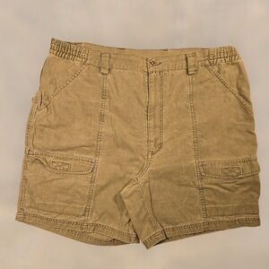 VTG GPS Men 36 Cargo Shorts Khaki Global Tracking Elastc Flip Phone Pocket Baggy